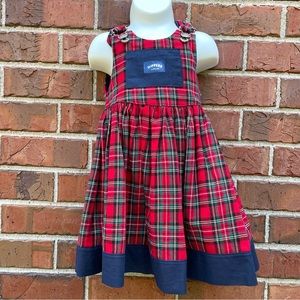 Red Navy Blue Plaid Overall Dress Girls A-Line Skirt Nippers Scotland